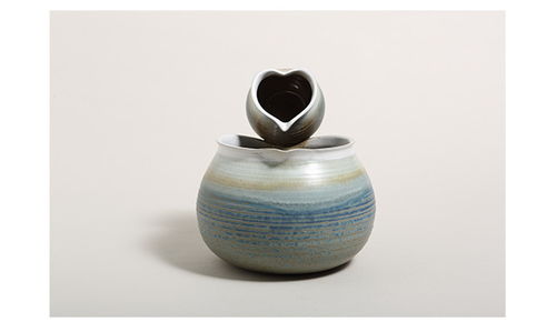 「倾心」藏蓝羊脂白流水摆件 一方清趣，不扰凡尘